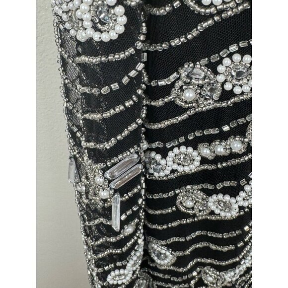 Mac Duggal 10880 One-Shoulder Cut Out Black Evening Gown Size 2 NWT Pearls Beads - Picture 12 of 12